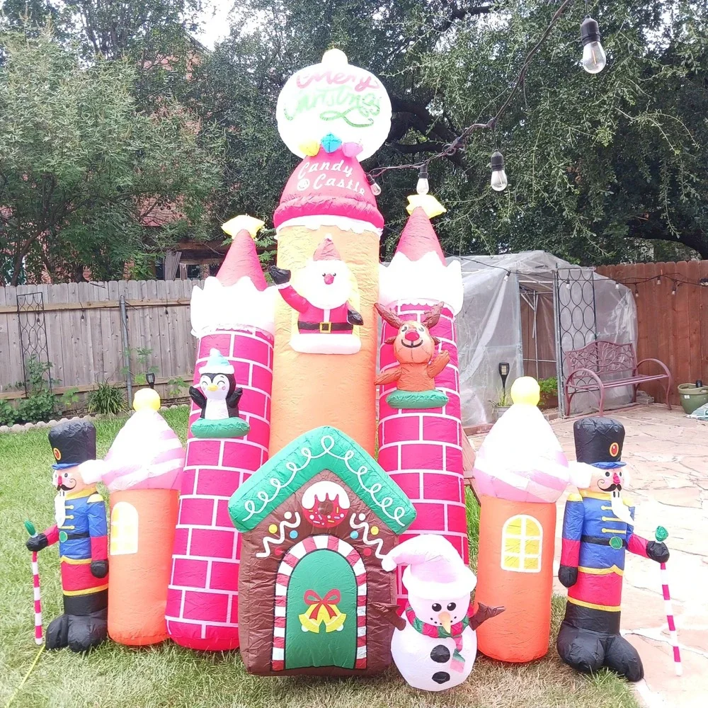 9ft Giant Christmas Candy Castle Inflatable Santa Nutcracker Yard Decoration